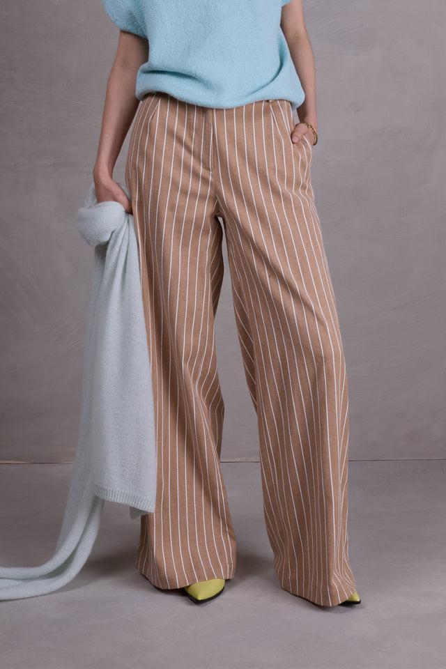 nathalie vleeschouwer Zoella broek in mokka stripes