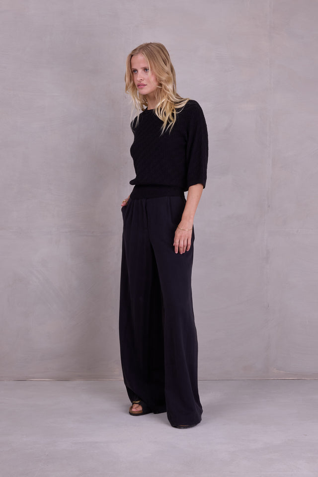 Nathalie Vleeschouwer Zoella Broek In Zwarte Tencel