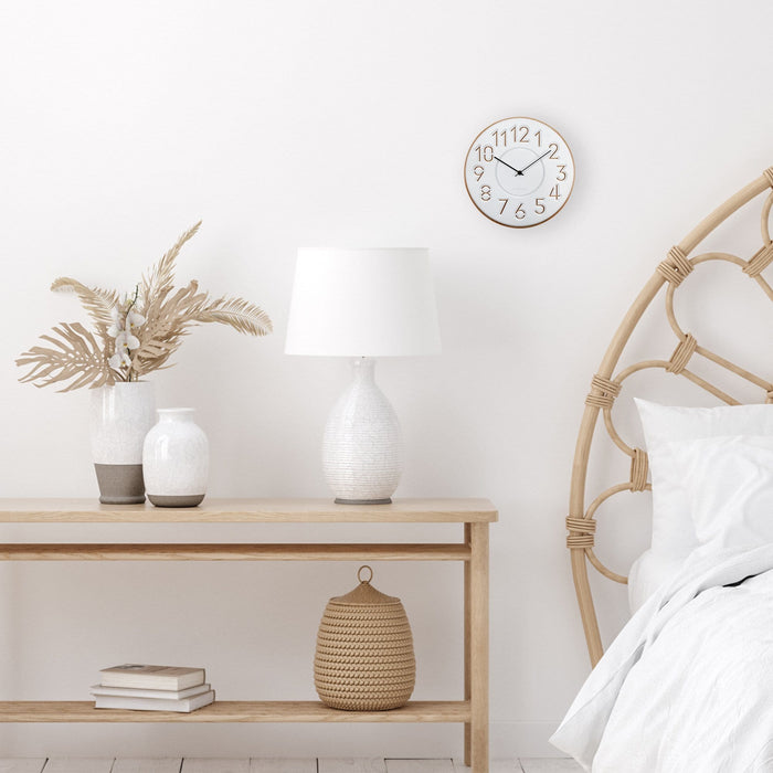 Nextime Japanse Design Wandklok - Beton/hout - 30 Cm - Taimingu