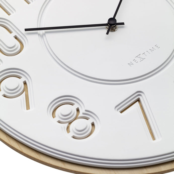 Nextime Japanse Design Wandklok - Beton/hout - 30 Cm - Taimingu