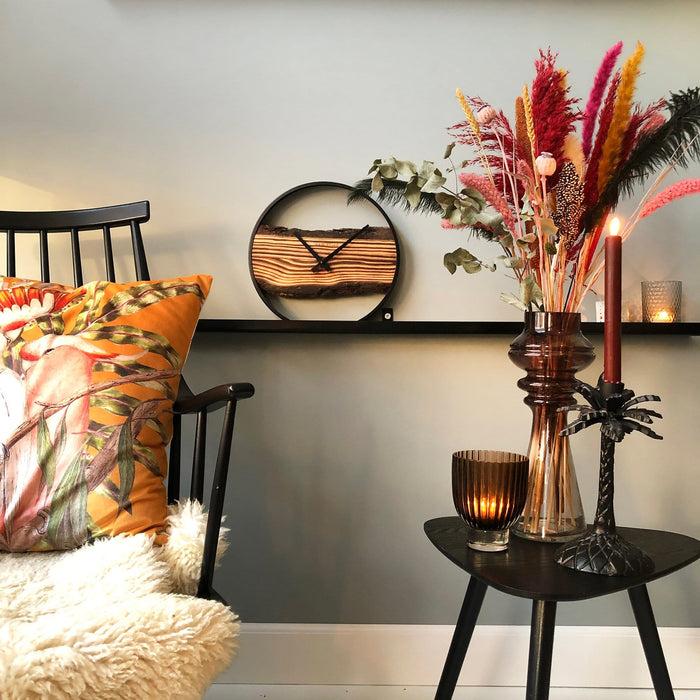 Nextime Houten Wandklok - Stil - 30cm - Hout/Metaal - Bos