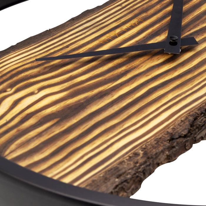 Nextime Houten Wandklok - Stil - 30cm - Hout/Metaal - Bos