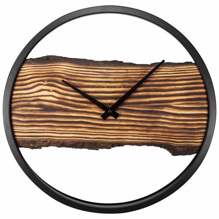 nextime Houten Wandklok - Stil - 30cm - Hout/Metaal - Bos nextime Houten Wandklok - Stil - 30cm - Hout/Metaal - Bos