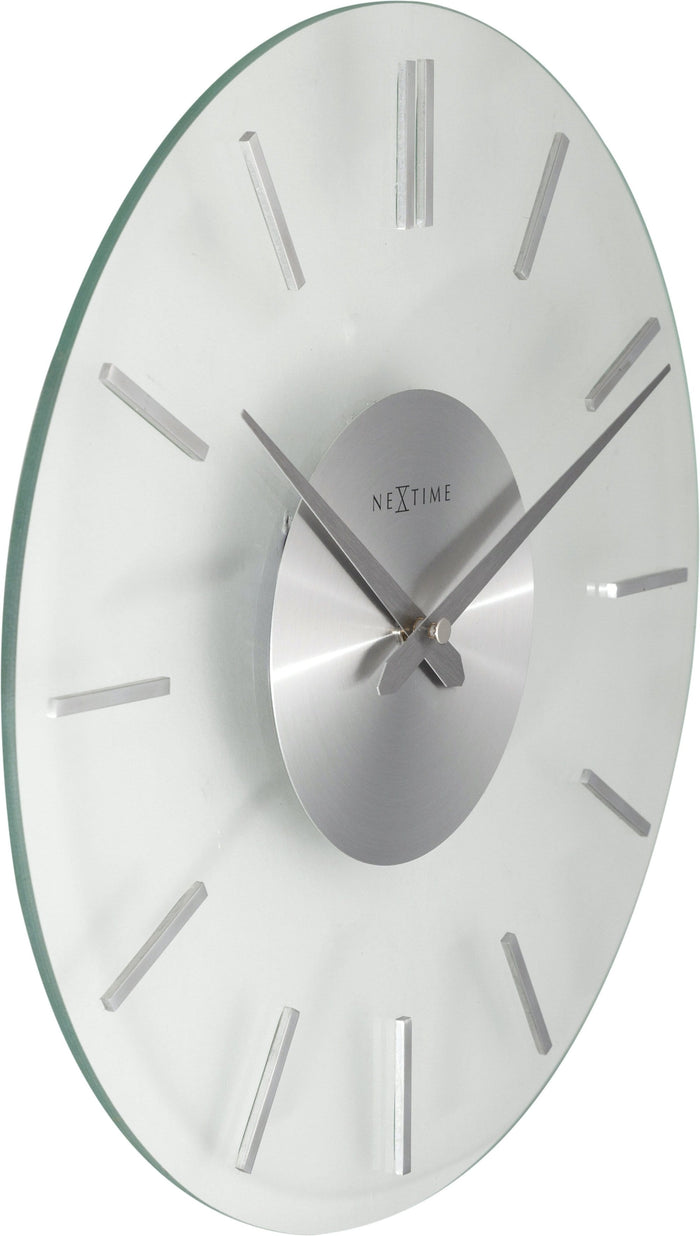 Nextime Wandklok - 26 Cm - Aluminium - Glas - 'Stripe'
