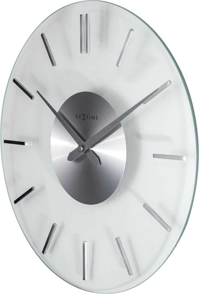 Nextime Wandklok - 26 Cm - Aluminium - Glas - 'Stripe'