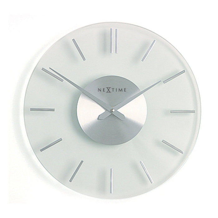 nextime Wandklok - 26 cm - aluminium - glas - 'Stripe'