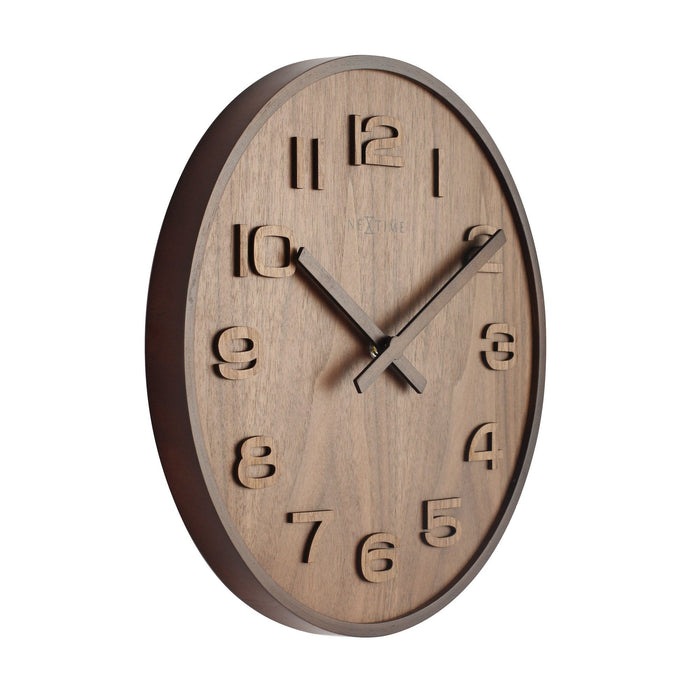 Nextime Wandklok - 35 Cm - Hout - 'Wood Wood Medium'