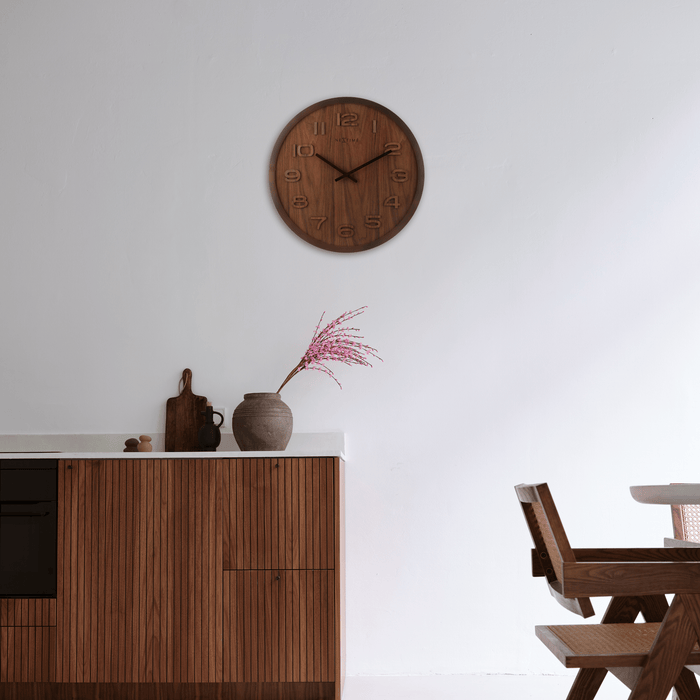 Nextime Wandklok - 35 Cm - Hout - 'Wood Wood Medium'