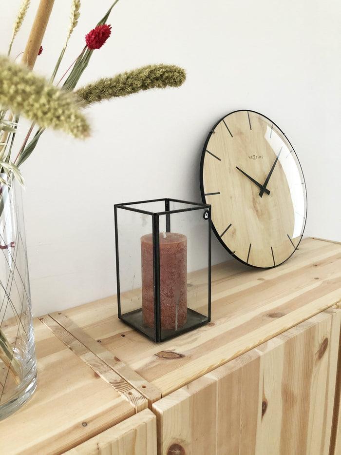 Nextime Wandklok - 35 Cm - Koepelglas - 'Edge Wood Dome'