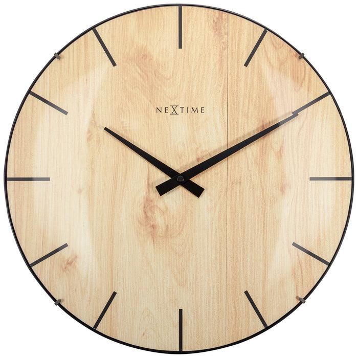 nextime Wandklok - 35 cm - Koepelglas - 'Edge Wood Dome'