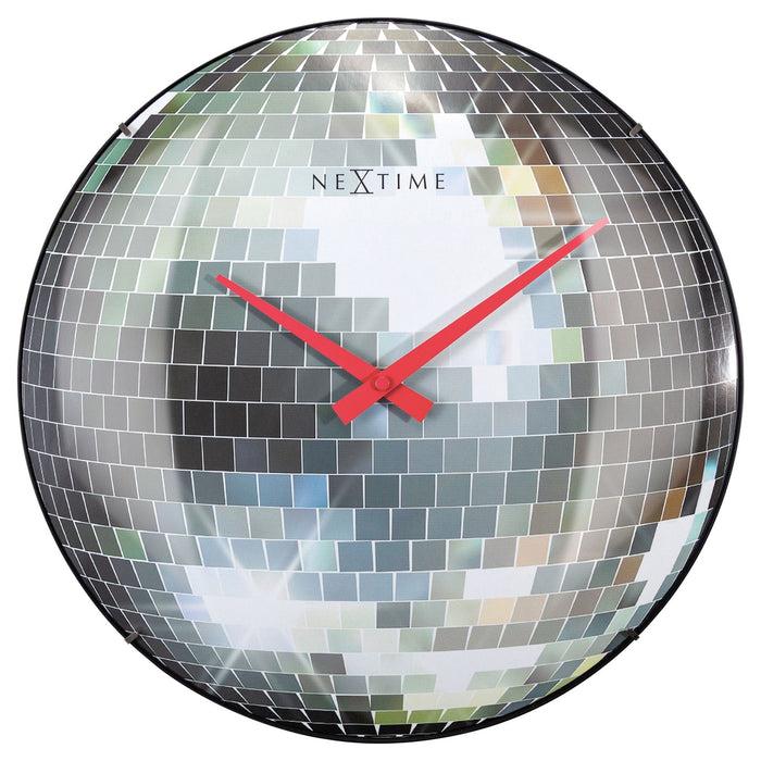 nextime Wandklok 35cm - Stil - Koepel glas - "Disco Ball"