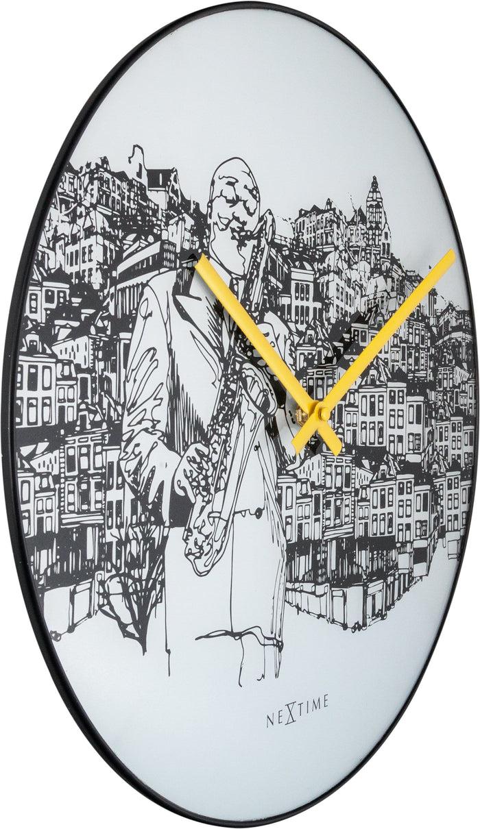 Nextime Wandklok - 40 Cm - Glas / Metaal - 'Sax City'