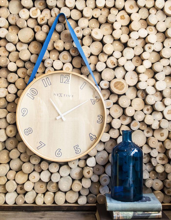 Nextime Wandklok - 40 Cm - Hout/stof - 'Loop Big'