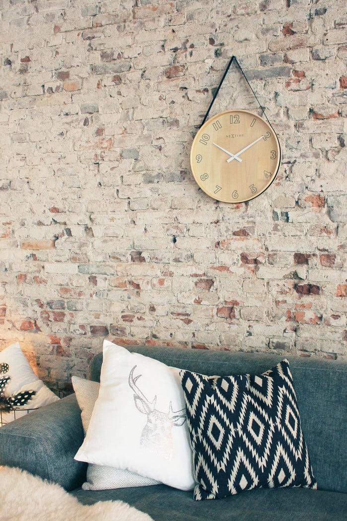 Nextime Wandklok - 40 Cm - Hout/stof - 'Loop Big'