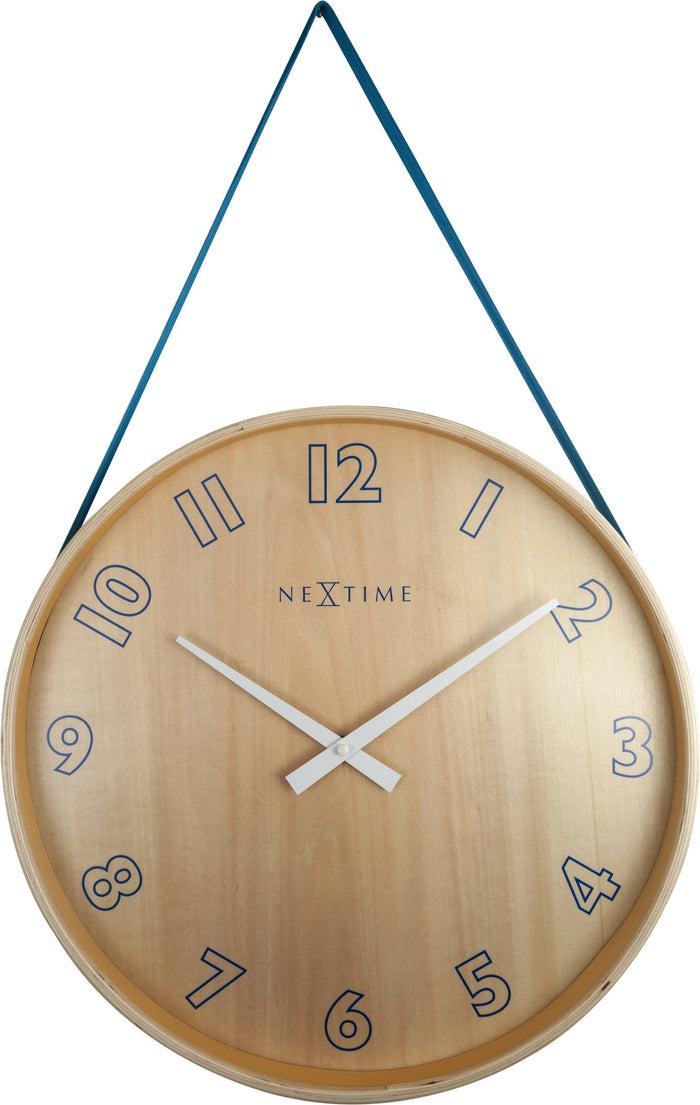 nextime Wandklok - 40 cm - hout/stof - 'Loop Big'