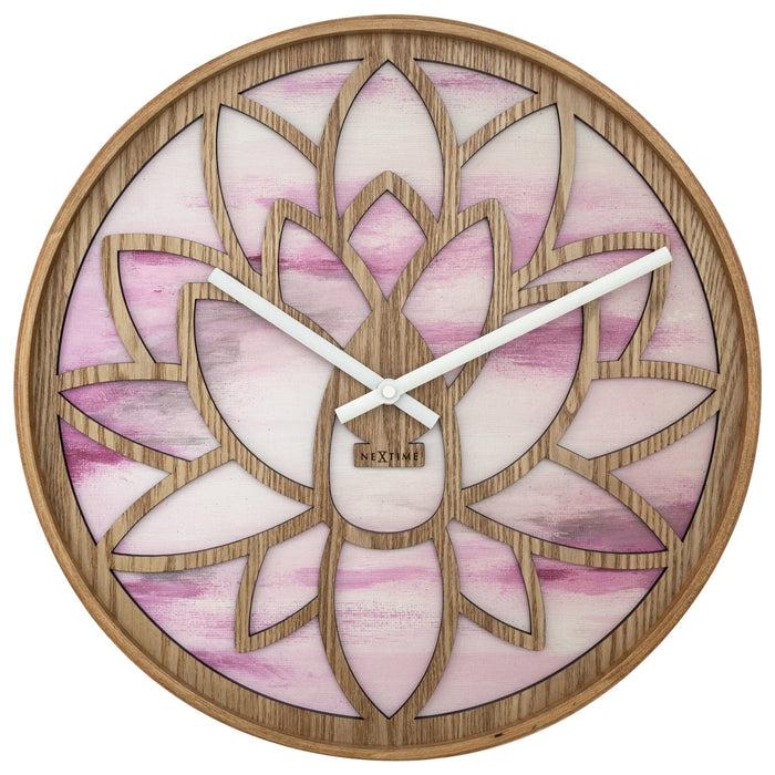 nextime Wandklok 40cm - Stil - Roze - Hout - "Lotus" nextime Wandklok 40cm - Stil - Roze - Hout - "Lotus"