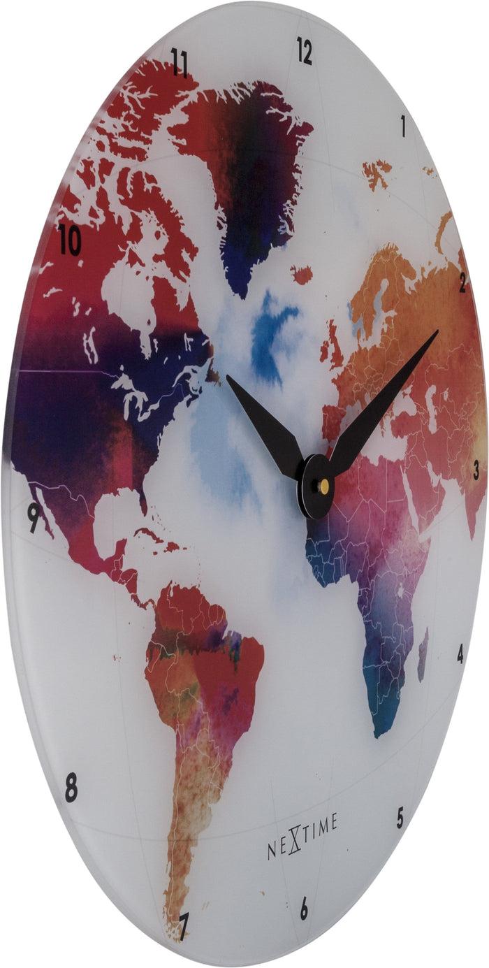 Nextime Wandklok - 43 Cm - Glas - 'Colorful World'