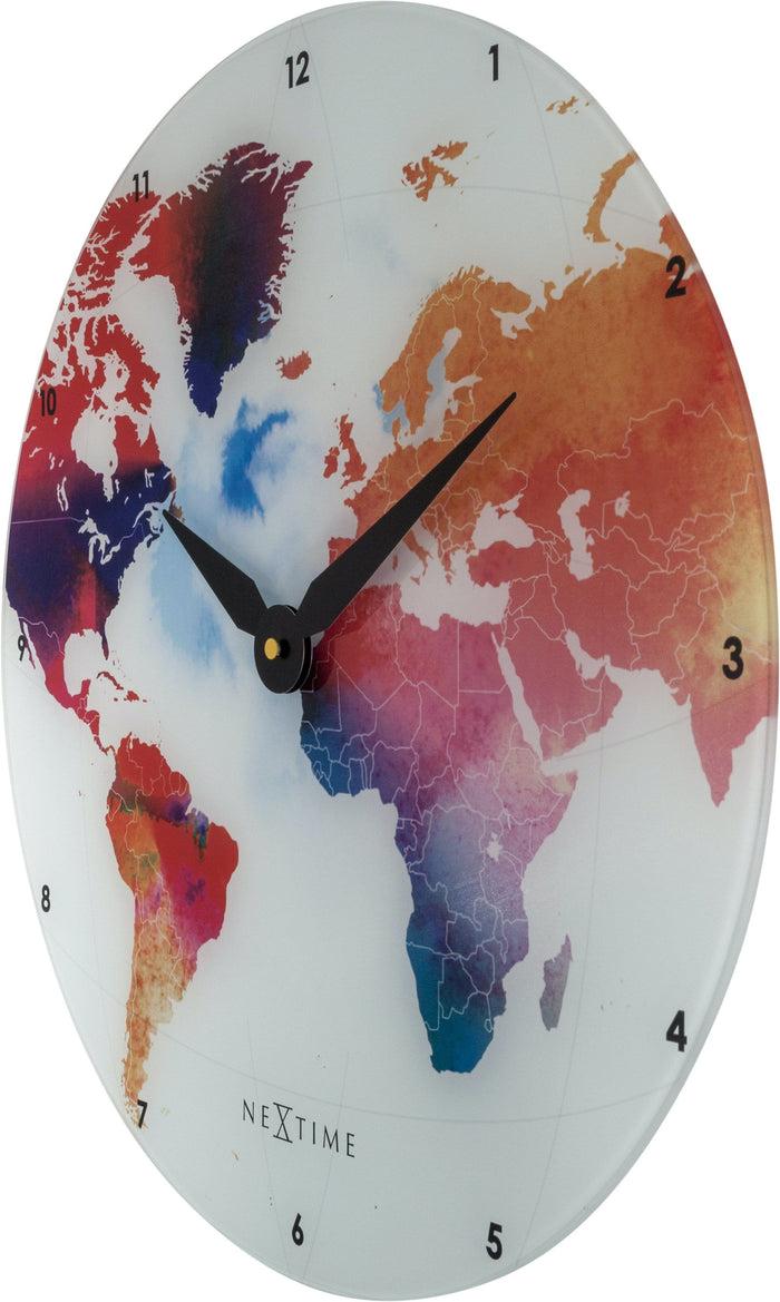 Nextime Wandklok - 43 Cm - Glas - 'Colorful World'