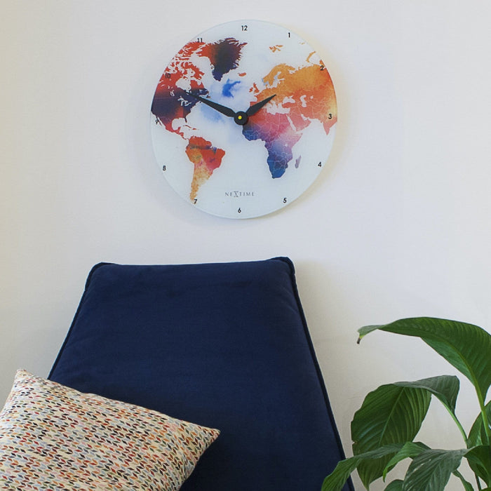 Nextime Wandklok - 43 Cm - Glas - 'Colorful World'