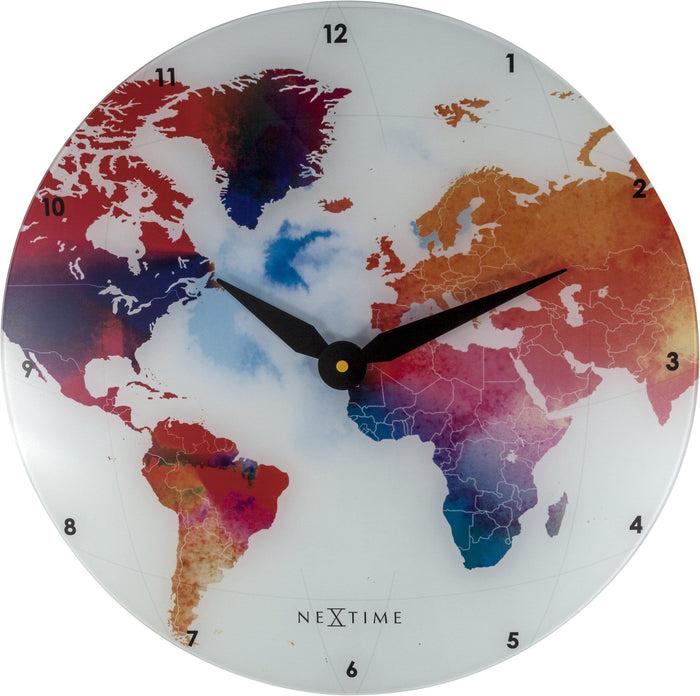nextime Wandklok - 43 cm - Glas - 'Colorful World'