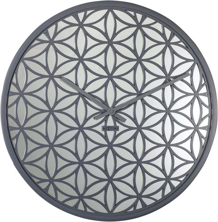 nextime Wandklok - 50 cm - Hout/Spiegel - 'Bella Mirror'