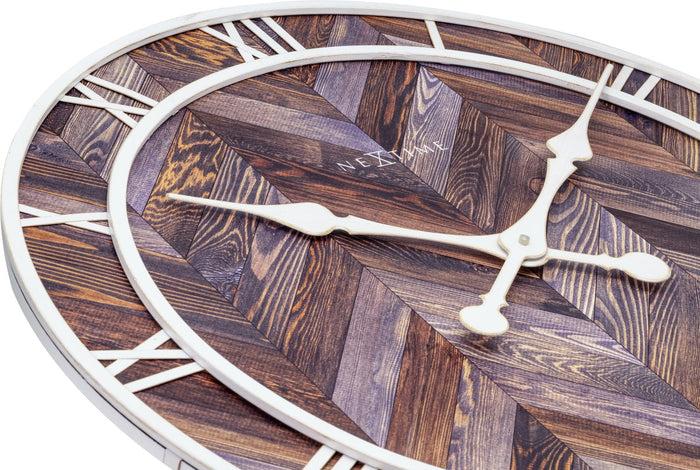 Nextime Wandklok - 58 Cm - Hout/Metaal - 'Roman Vintage'