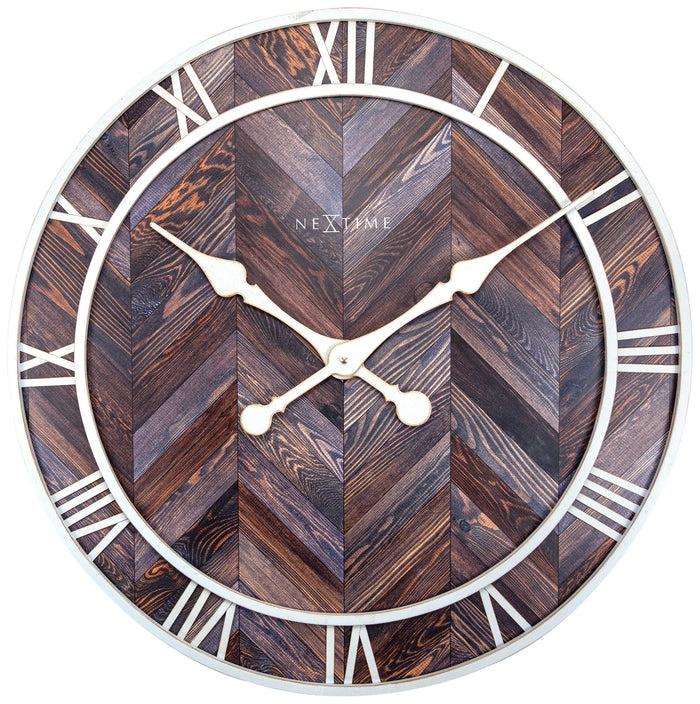 nextime Wandklok - 58 cm - Hout/Metaal - 'Roman Vintage'