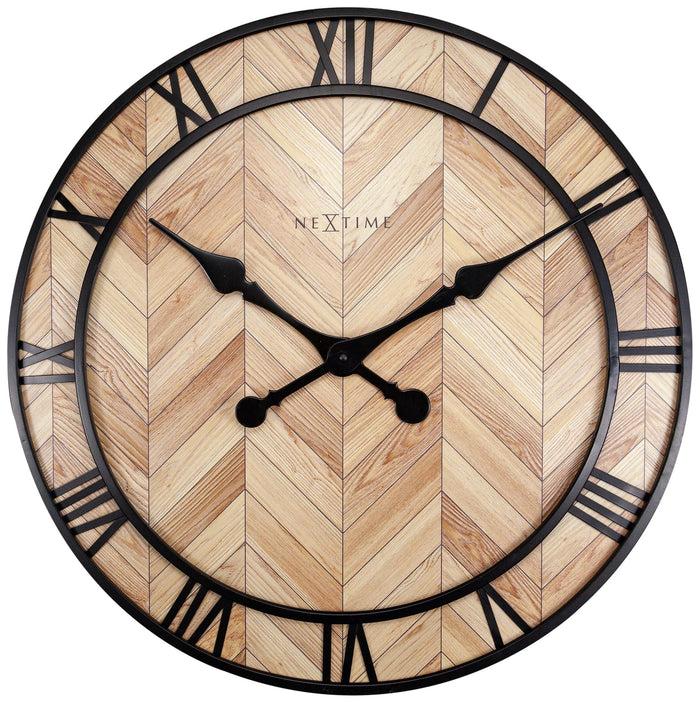 nextime Wandklok - 58cm - Hout/Metaal - 'Roman Vintage'