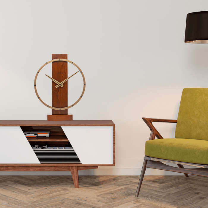 Nextime Tafel / Wandklok - 34 X 27 Cm - Hout / Staal - 'Carl Small'