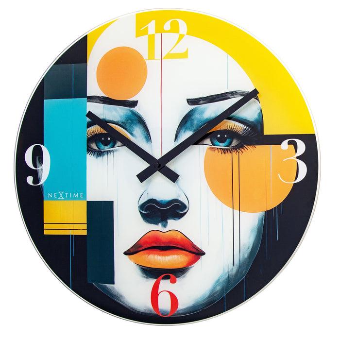 nextime Wall clock 43cm-Silent-Multicolour-Glass-NeXtime 'Vogue'