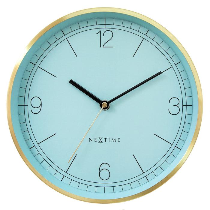nextime Wandklok 25cm - Stil - Goud/Turquoise - Metaal - NeXtime 'Bolero'