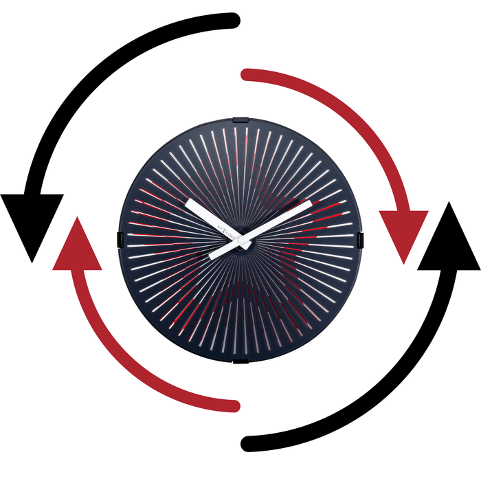 nextime Wandklok - 30 cm - Kunststof - Bewegingsklok - 'Motion Star - Red'