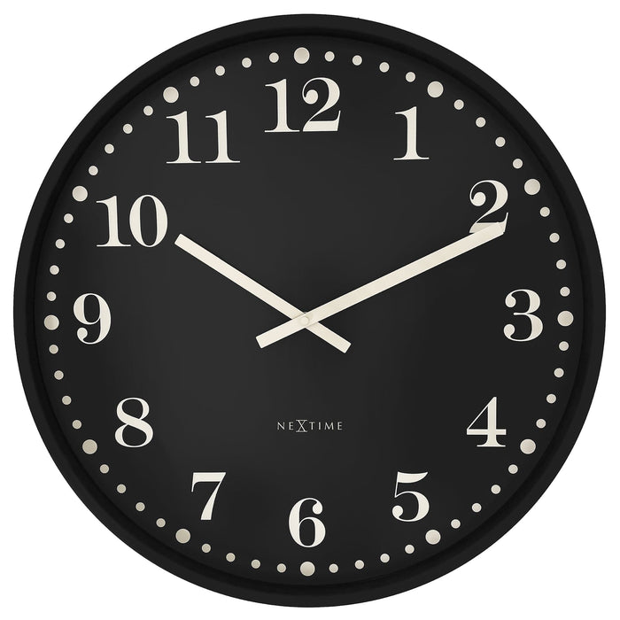 nextime Wandklok 30cm - Stil - Zwart/Wit - Plastic - NeXtime 'Dickens'