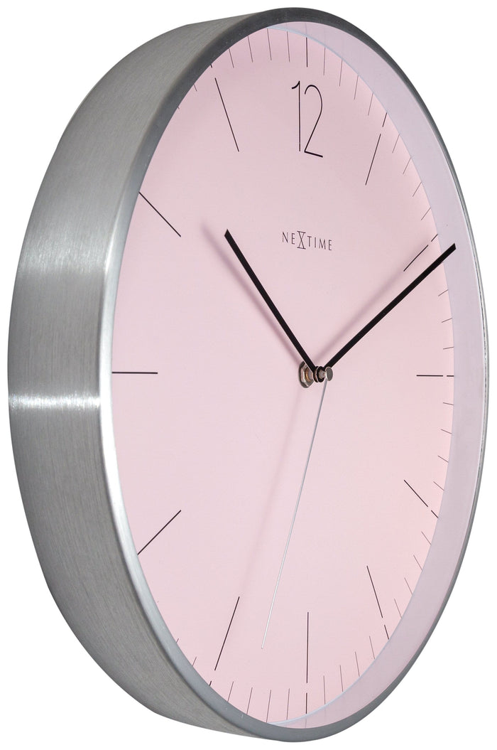 Nextime Wandklok - 34 Cm - Glas / Metaal - Elegant 'Essential Silver'