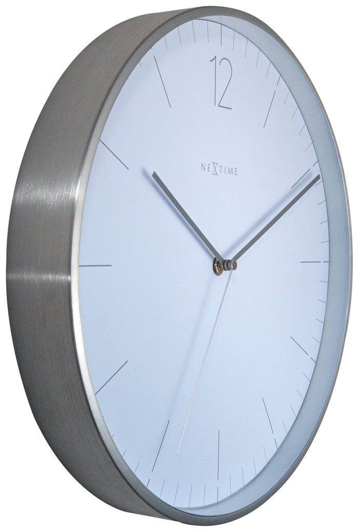 Nextime Wandklok - 34 Cm - Glas / Metaal - Elegant 'Essential Silver'