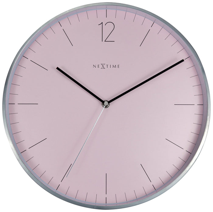 nextime Wandklok - 34 cm - Glas / Metaal - Elegant 'Essential Silver'