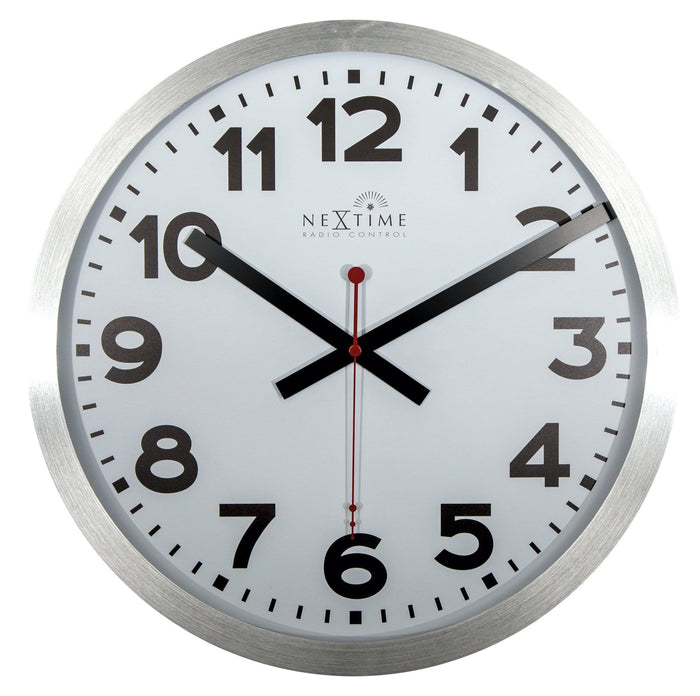 nextime Wandklok - 35 cm - Aluminium - "Station Radio Controlled (DCF) Numbers"