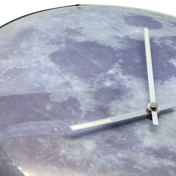 Nextime Wandklok - 35 Cm - Koepelglas - Glow-in-the-dark- 'Blue Moon Dome'