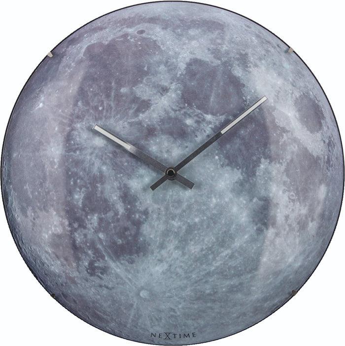 nextime Wandklok - 35 cm - Koepelglas - Glow-in-the-dark- 'Blue Moon dome'