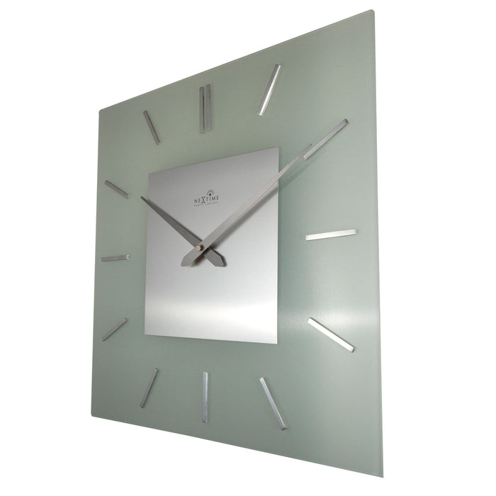 Nextime Wandklok - 40 X 40 Cm - Frosted Glas - 'Stripe Square Radio Controlled'