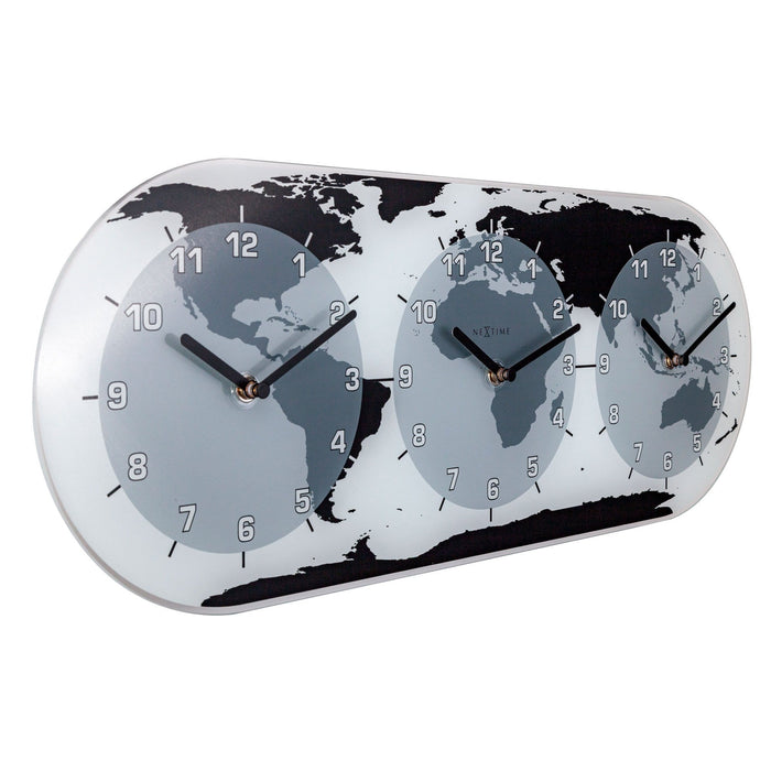 Nextime Wandklok - 50 X 18 6 X 3 6 Cm - Glas - Wereldtijdklok - 'Mondial'
