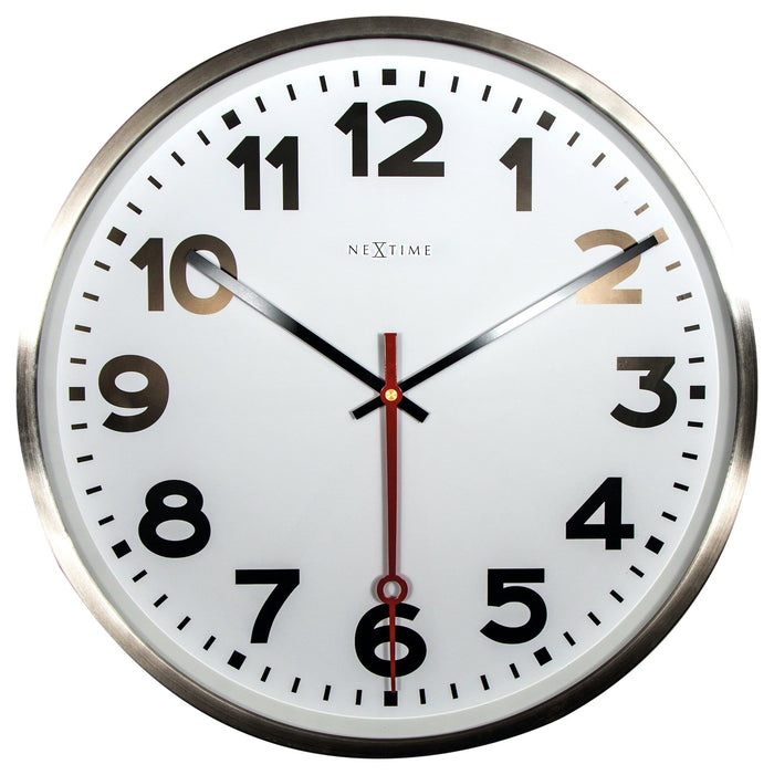nextime Wandklok - 55 cm - Aluminium - 'Super Station Numbers'