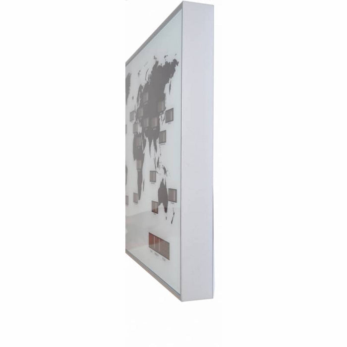 Nextime Wandklok - 55 X 36 X 4 Cm - Glas - Aluminium - Wereldtijdklok - 'World Time Digit'