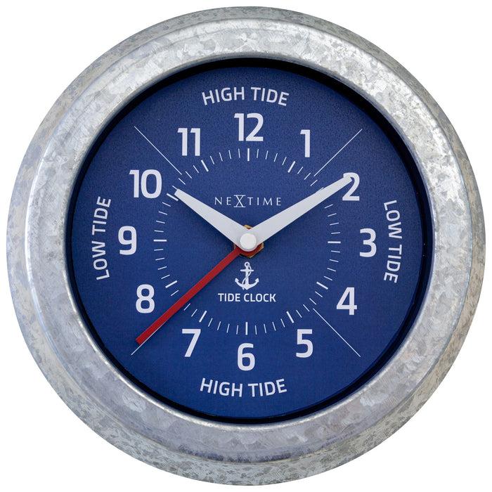 nextime Wandklok - met Getijdenstatus - 22cm - Gegalvaniseerd zilver/Tide