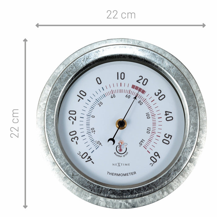 Nextime Weerbestendige Thermometer - 22cm - Metaal - Galvanized Lily