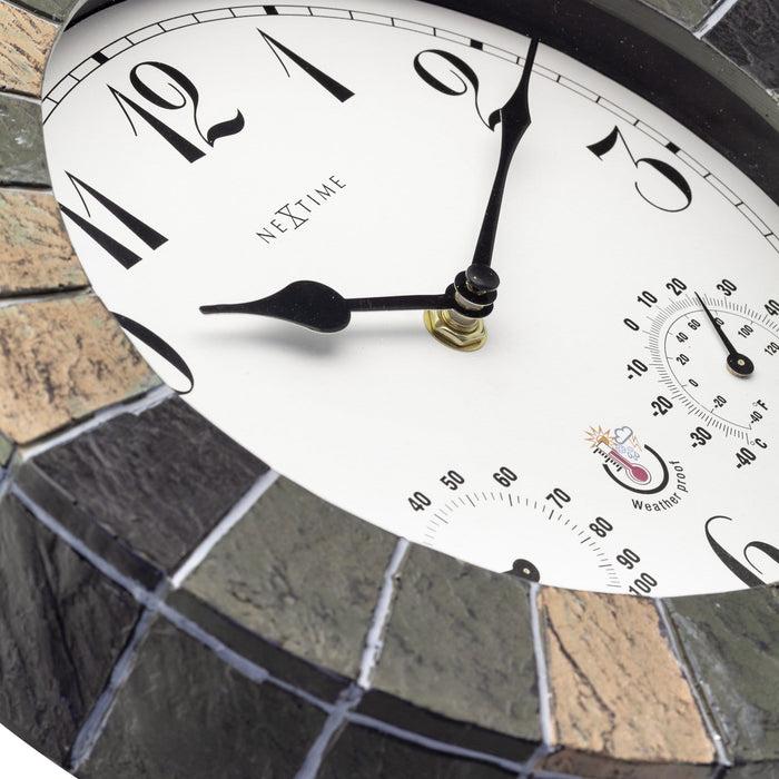 Nextime Weerstation - Wandklok - Weerbestendig - 26cm - Polyresin - Aster