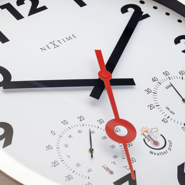 Nextime Weerstation - Wandklok - Weerbestendig - 35 Cm - Stil - Aluminium - Clematis