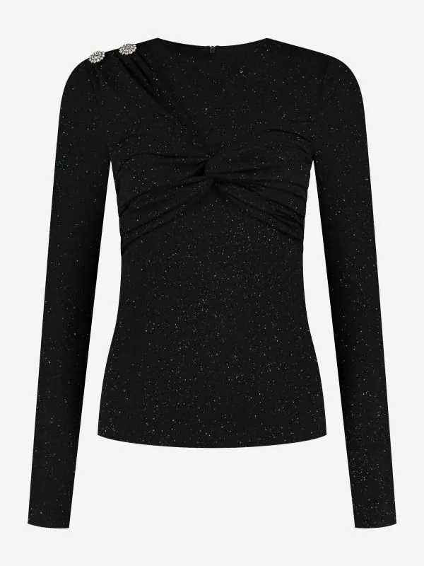 nikkie Aansluitende glitter top met gedrapeerd detail
