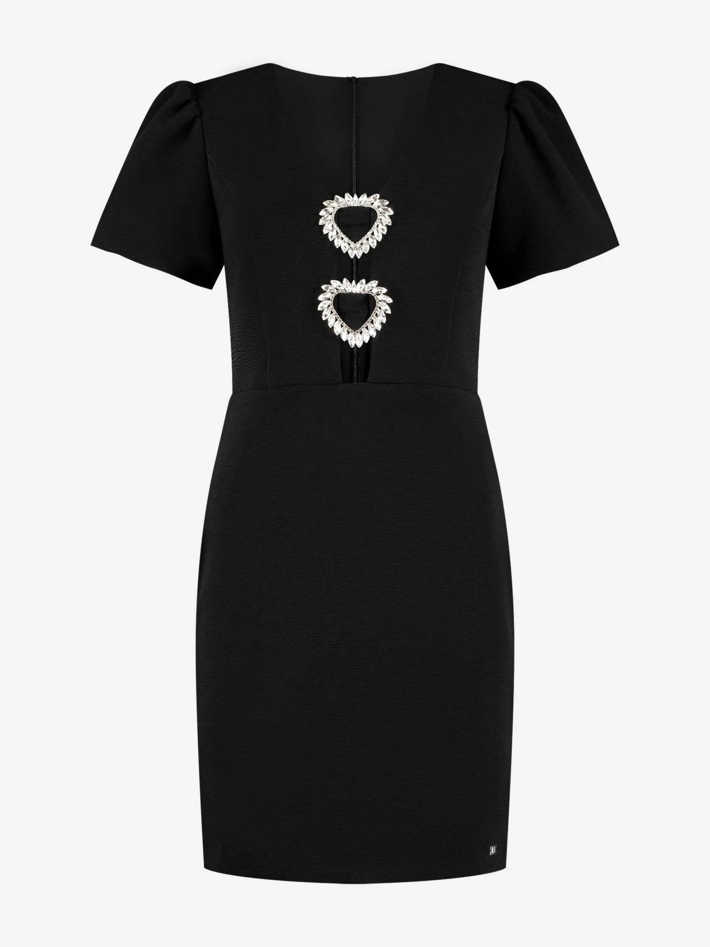 Nikkie Aansluitende Jurk Met Pofmouwen En Strass Details