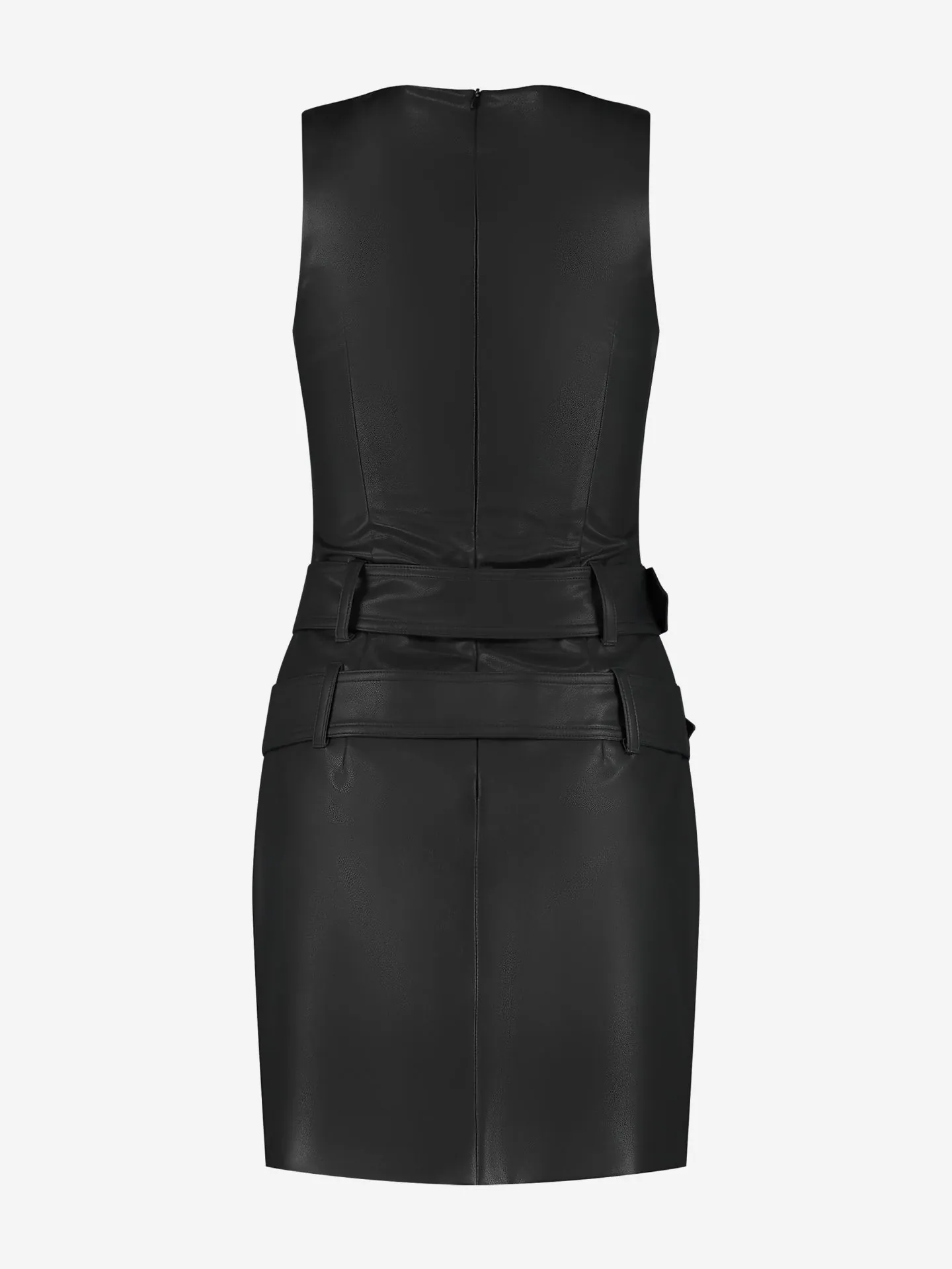 Nikkie Aansluitende Jurk Van Imitatieleer Met Grote Riemen